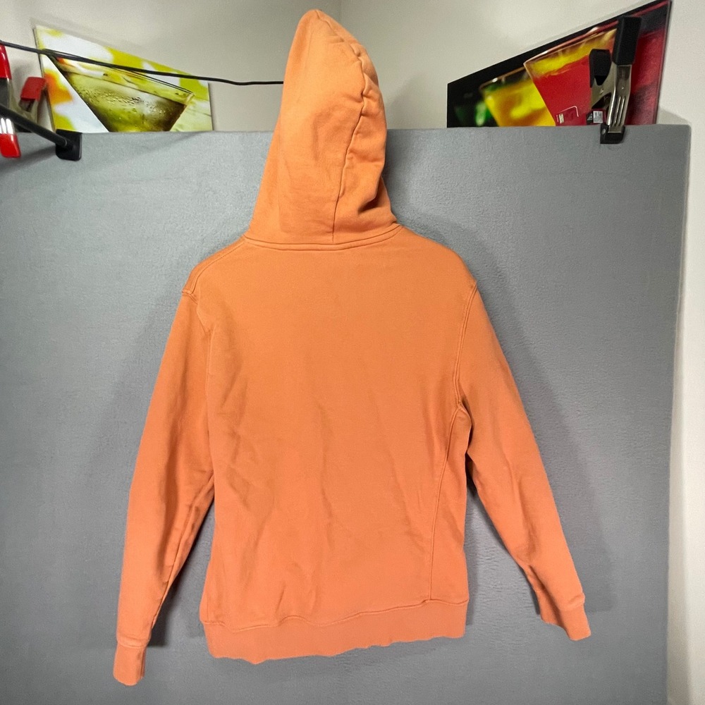 H&M Hoodie Mens Large Orange Pullover Cotton Slim Fit French Terry Drawstring - Picture 2 of 8